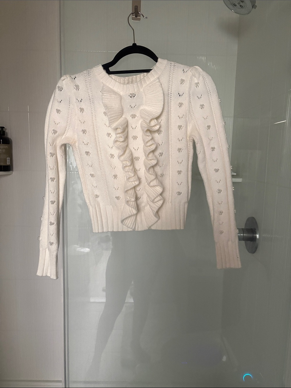 Zara Ruffle-Front Cable Knit Sweater